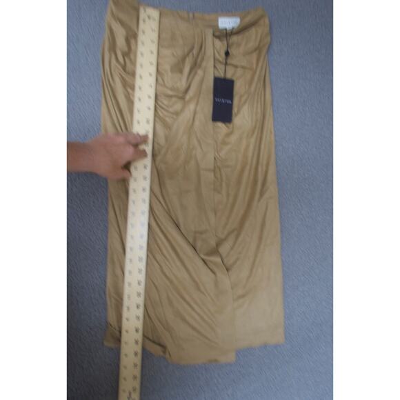 Halston Draped faux‎ wrap Skirt Suede tan camel size 6 midi Sylvia $395 - Picture 8 of 8